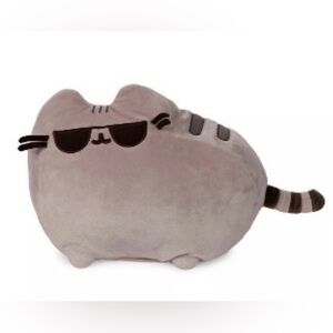 GUND Pusheen Cool Gray Plush Cat that wags his tail when activated EUC